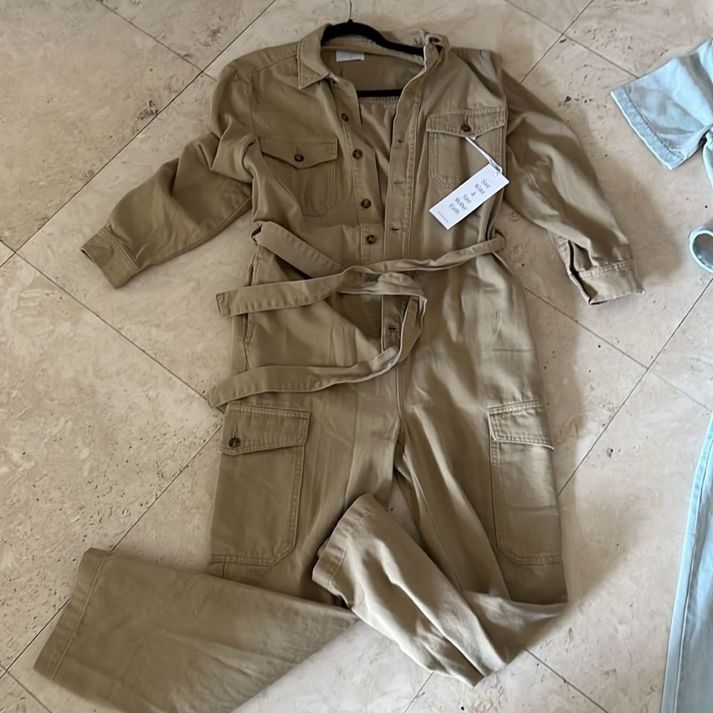 $228 NWT Boyish Anthropologie The Troy Coverall Khaki - Picture 4 of 5